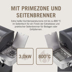 RÖSLE Elektrogrill BBQ-Portable Videro E2-P, tragbarer Tischgrill mit 2 Brennern, Warmhalterost und Deckel mit Glaseinsatz, pulverbeschichteter Stahl, schwarz/silbern