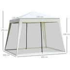 Outsunny Gartenpavillon mit Moskitonetz wasserabweisend cremeweiß