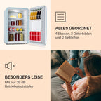 Klarstein Audrey Mini - kleiner Kühlschrank, kompakte Mini-Bar, freistehend, Kompressionskühlung, Fassungsvermögen, Kühlung: 0-10 °C, Mini-Kühlschrank mit 70 Liter Fassungsvermögen, rot