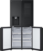 LG GMG861EPAE InstaView SLIM Multi-Door, Klasse E, 508 L, Kühlschrank mit Gefrierfach, Eis-, Crushed Ice- Wasserspender mit UVnano, Total NoFrost, Smart Inverter Kompressor, Wi-Fi, Farbe Matte Black