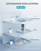 Mobile Klimaanlage 9000 BTU mit Abluftschlauch | 4-in-1 Mobiles Klimagerät | Leiser Betrieb