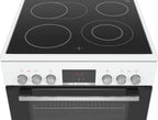 Bosch HKR39C250 Serie 4 Elektro-Standherd, 60 cm breit, EcoClean Direct Reinigungshilfe, 3D Heißluft Backen auf 3 Ebenen, LED-Display-Steuerung, erweiterbare Kochzone für großes Kochgeschirr