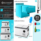 KESSER® Kompressor Kühlbox 2in1 Doppelzone Kühl & Gefrierfach elektrische Gefrierbox mit 2x Kühlakkus & LED-Touch-Bedienung | Kühlschrank Kühlung bis -20 °C für Camping, Auto, Lkw 12/24V 230V