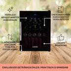 Klarstein Mini Kühlschrank mit Glastür für Zimmer, Getrnkekühlschrank mit Verstellbaren Ablagen, Kleiner 80 Liter, Indoor/Outdoor Kühlschrank Leise