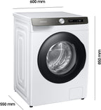Samsung Waschmaschine, 8 kg, 1400 U/min, Ecobubble, Automatische Waschmittel- und Weichspülerdosierung, Inox/Schwarz, WW80T534AAXAS2
