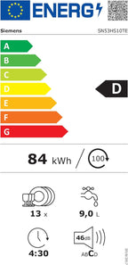 Siemens SN63EX06VE, iQ300 Smarter Geschirrspüler, Vollintegrierte Spülmaschine, 60 cm, Besteckschublade, Extra leise, varioSpeed, Automatische Türöffnung, Dreifach rackMatic, infoLight, intesiveZone