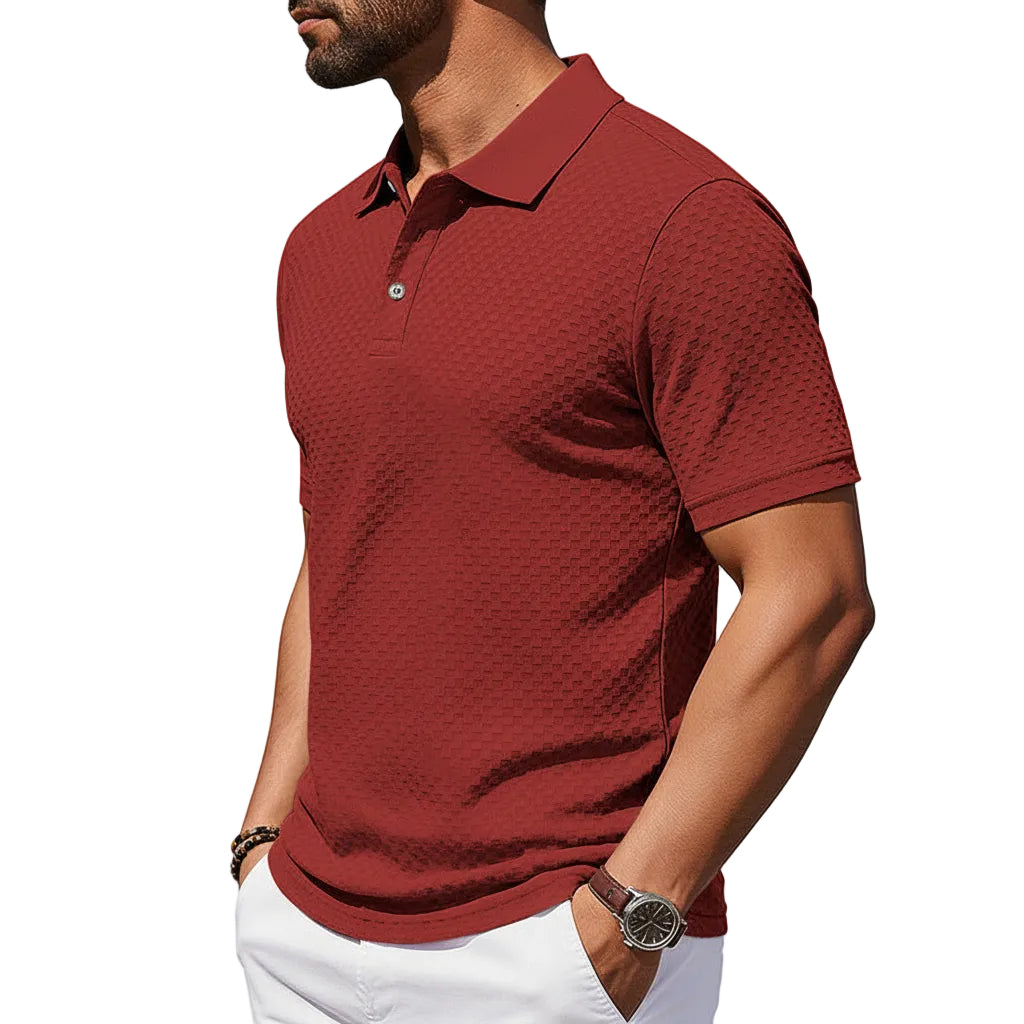 Herren T-Shirt mit Karomuster und Kragen