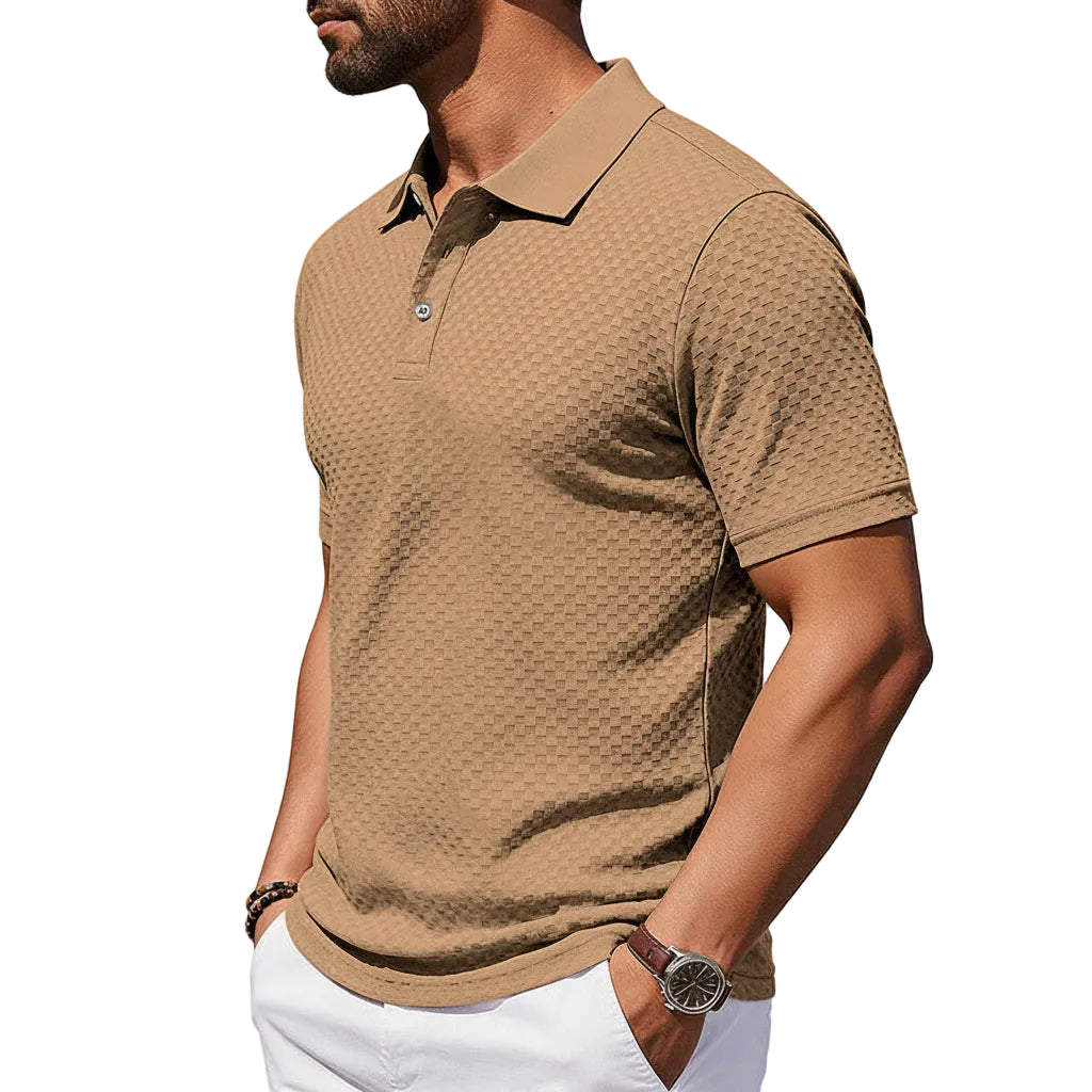 Herren kariertes T-Shirt mit Kragen und kurzem Arm