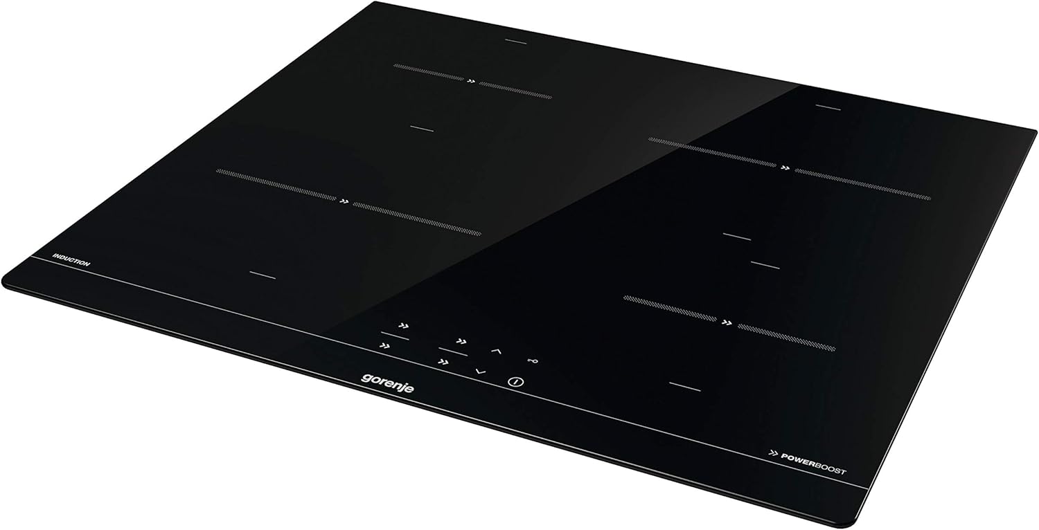 Gorenje 738971 Einbaubackofen-Set OptiBake Black Steam Pyro Set / 77L / Heißluft/Pyrolyse/ExtraSteam/GentleClose/AirFry/Pizzamode 300°C/PerfectGrill/Induktions-Kochfeld mit BridgeZone/schwarz