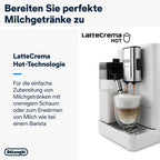 De'Longhi Rivelia EXAM440.55.W Kaffeevollautomat mit LatteCrema Milchsystem, Wechselbarer Bohnenbehälter, 16 Kaffee- & Milchgetränke auf Knopfdruck, Extra-Shot-Funktion, 3,5 Touch-Display, Weiß