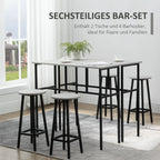 HOMCOM Bartisch-Set 6-teilig kombinierbar platzsparend Essgruppe