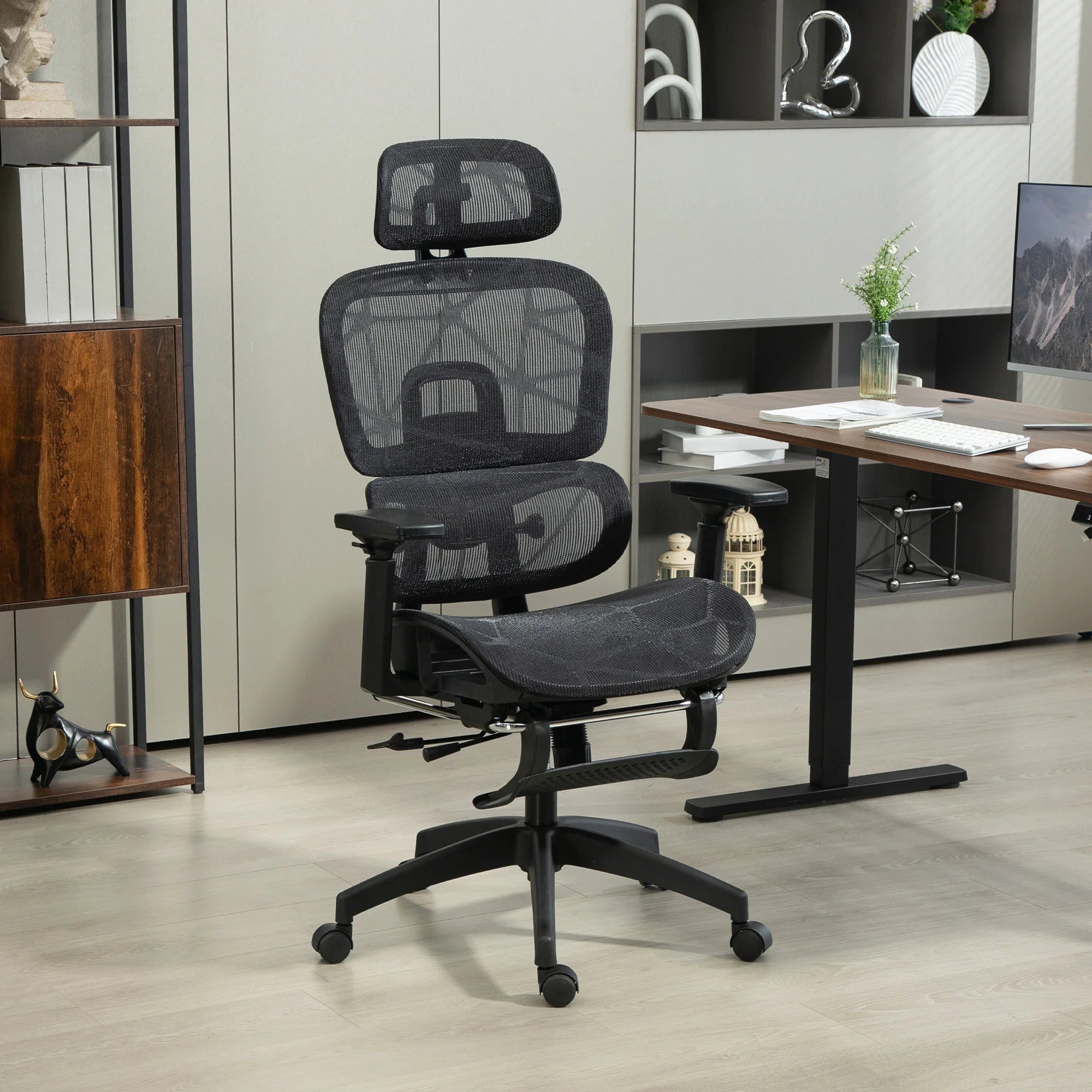 HOMCOM Bürostuhl ergonomisch verstellbar mit Liegefunktion