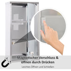 HOMCOM Medizinschrank abschließbar 3 Fächer Edelstahl
