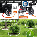 BRAST® Benzin Rasenmäher Trike mit Antrieb | 5,2kW(7PS) | 53cm Schnittbreite | viele Modelle | TÜV | 4 Takt OHV Motor | 30-80mm Schnitthöhe | 60L Fangkorb | Stahlgehäuse | Speed