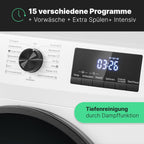Bomann Waschmaschine 7kg | max. 1400 U/min | 10 Jahre Motor-Garantie | effizienter, leiser & langlebiger Invertermotor | 15 Programme | Endzeitvorwahl | LED-Display | Washing Machine | WA 7175 wei