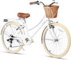 Glerc Missy 20 24 26 Zoll Mädchen City 6-Gang Hybrid Cruiser Fahrrad mit Weidenkorb für Jugend über 6-Jahre alt, mehrere Farben