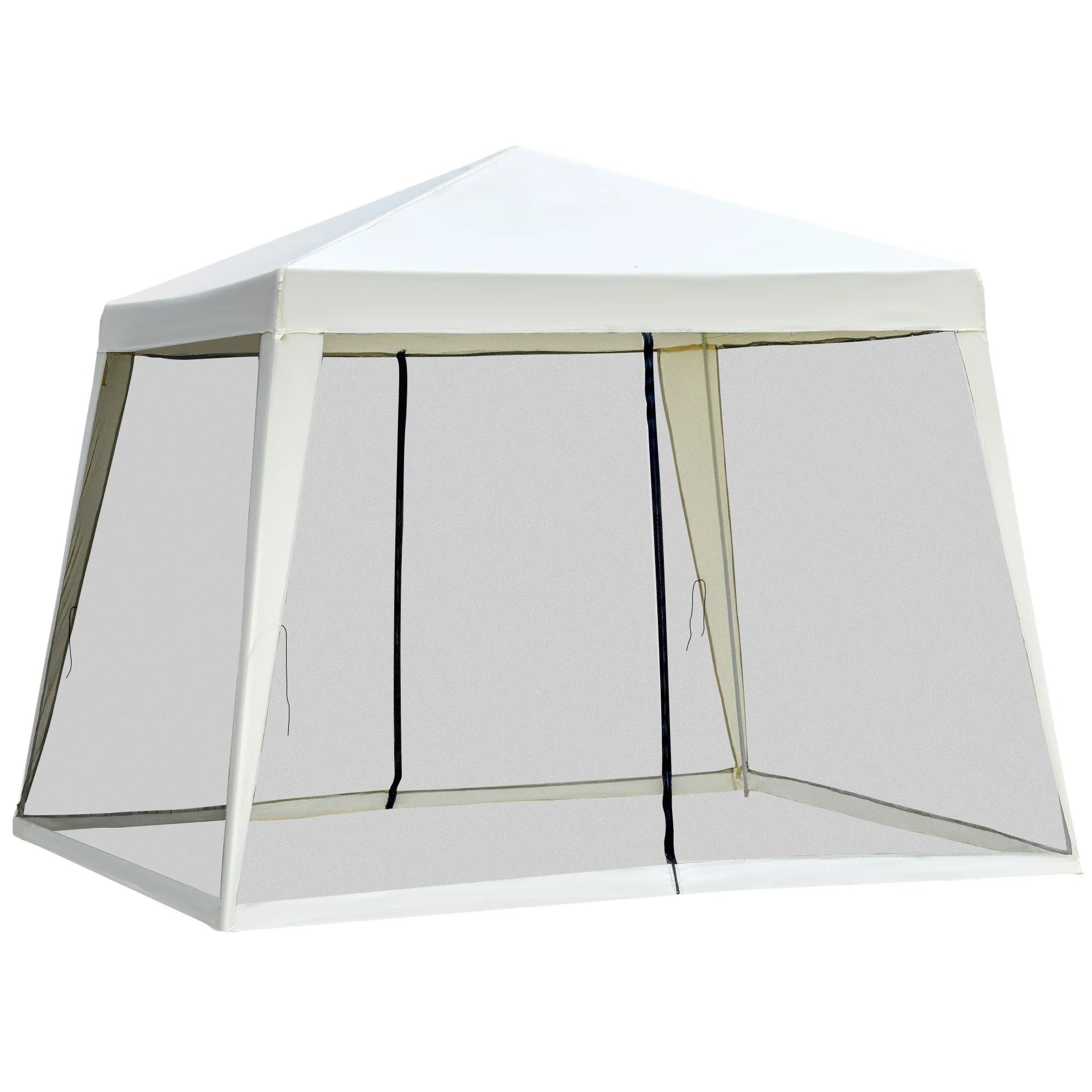 Outsunny Gartenpavillon mit Moskitonetz wasserabweisend cremeweiß