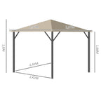 Outsunny Pavillon 3x3 m mit Seitenteilen & Belüftung Khaki