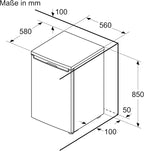 Bosch KTR15NWEB, Serie 2 Mini-Kühlschrank 85 x 56, 134 L, MultiBox für länger frisches Obst und Gemüse, Schnellkühlung, 39 dB leise trotz starker Kühlkraft, LED-Beleuchtung, Weiß