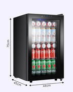 Kalamera Getränkekühlschrank, Bierkühlschrank mit Touch-Bedienfeld, 3-18°C Kühlzone, Flaschenkühlschrank 86 Liter, Blaue LED-Innenbeleuchtung, 41 dB, KRC-86GE