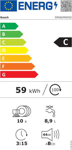 Bosch SPV2IKX10E Serie 2 Smarter Geschirrspüler vollintegriert, 45 cm breit, Besteckkorb, Extra Trocknen auf Knopfdruck, InfoLight roter Lichtpunkt am Boden, AquaStop Schutz gegen Wasserschäden, Weiß