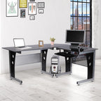 HOMCOM Eckschreibtisch L-Form mit Tastaturablage & PC-Tower-Halterung
