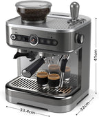 Philips Barista Brew Halbautomatische Espressomaschine - Einfacher & doppelter Espresso + Americano Taste, 250g Bohnenbehälter, Intuitive Führung, Kalibriertes Stampfen, Metall Silber (PSA3218/01)