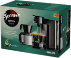 Philips Senseo Switch Pad- und Filterkaffeemaschine, 2-in-1-Brühtechnologie, 1-Liter-Wasserbehlter, 7 Tassen in einem Durchgang, Klavierlackschwarz (HD6592/64)