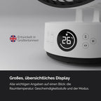 MEACO MeacoFan Sefte Tischventilator - 10 Luftumwälzer mit 12 Geschwindigkeiten - Horizontale und vertikale Oszillation - 3 Oszillationsbereiche - Ultraleise, ferngesteuerte Kühlung, Schwarz