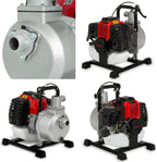 EBERTH 5,5PS Wasserpumpe mit 30.000l/h und 30m Förderhöhe, 2 Zoll Anschluss, Gartenpumpe Schmutzwasserpumpe mit 4-Takt-Motor und 7m Ansaughöhe, Benzin Pumpe, Seilzugstart, Metallfuß, Tragegriff