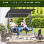 Outsunny Hollywoodschaukel 2-Sitzer mit Sonnendach Becherhalter