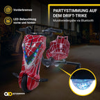 Actionbikes Motors Kinder Elektro Driftscooter | 𝟐𝟓𝟎 Watt Motor - Drift Cart 360°- 3 Geschwindigkeitsstufen - LED-Beleuchtung - Sitz verstellbar - Bluetooth - Drift Kart - Drift Auto (Space Purple)