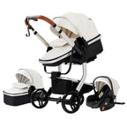 3 in 1 Kombikinderwagen 3 in 1 Reisesysteme Kinderwagen Infant Hochlandschaft Liegender Buggy Kinderwagen Neugeborenen Kinderwagen Faltbarer Standardkinderwagen (906 White)