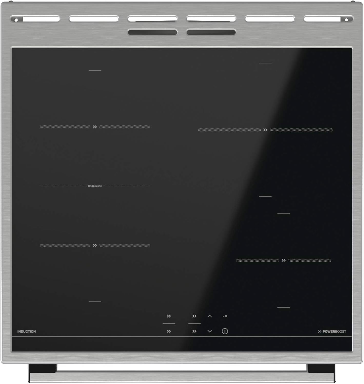 Gorenje GEIT5C61SPG Standherd mit Induktionskochfeld, 50 cm, 70 Liter,Silber, PerfectGrill, AirFry, FrozenBake, Pizza Mode 300°C, AquaClean, Made in Europe, inox