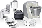 Bosch Küchenmaschine Serie 4 MUM58720,Edelstahl-Schüssel 3,9 L, Mixer 1,25 L, Planetenrührwerk,Knethaken,Schlag,Rührbesen, Durchlaufschnitzler, 3 Scheiben, 1000 W, Dunkelrot/Silber
