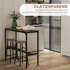 HOMCOM Bartisch-Set 3-tlg. platzsparend mit Fußstütze Industriedesign