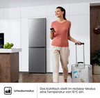 Hisense RB327N4ADD Fridge-Freezer Combination, EEK D, Total NoFrost, Interchangeable Door Hinge, Bottle Grid, 171 Litre Fridge Compartment, 85 Litre Freezer Compartment, Stainless Steel Look