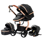 3 in 1 Kombikinderwagen 3 in 1 Reisesysteme Kinderwagen Infant Hochlandschaft Liegender Buggy Kinderwagen Neugeborenen Kinderwagen Faltbarer Standardkinderwagen (906 White)