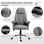 HOMCOM Bürostuhl Drehstuhl Retro Design höhenverstellbar grau