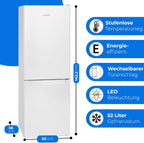 Bomann® Kühlschrank mit Gefrierfach 143cm hoch | Kühl Gefrierkombination 173L mit 3 Ablagen & 3 Schubladen | Türanschlag wechselbar | leise Kühlgefrierkombi 40db | Kühlschrank | KG 7331 inox
