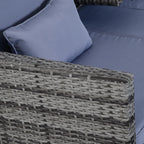 Outsunny Polyrattan Gartensofa Set 3-tlg 2-in-1 Rückenlehne Outdoor