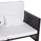 Outsunny Polyrattan Gartensofa-Set 3-teilig mit Hocker Kissen Outdoor