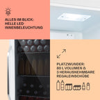 Klarstein Mini Kühlschrank mit Glastür für Zimmer, Getrnkekühlschrank mit Verstellbaren Ablagen, Kleiner 80 Liter, Indoor/Outdoor Kühlschrank Leise