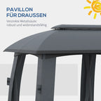 Outsunny Gartenpavillon mit Winddach und Vorhängen