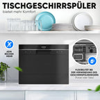 Bomann Mini Geschirrspüler mit Wasseranschluss | inkl. Schlauch | Tisch Geschirrspüler leise | Mini Spülmaschine für kleine Küchen/Camping | Spülmaschine klein m. Überlaufsicherung | TSG 7405 schwarz
