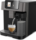 GRUNDIG KVA 7230 Kaffeevollautomat, Kaffeemaschine, 10 Kaffeespezialitäten, 13 Mahlgrade, Milchbehälter, leistungsstark 1350 W, 19 Bar Pumpendruck, Zweifachdüse, Beleuchtung, Schwarz/Dunkelsilber