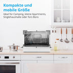 MEDION Tischgeschirrspüler DWT60 (6 Gedecke Fassungsvermögen, 7 Programme, ECO Programm, ca. 6,5 Liter Verbrauch, AquaStop, LED Display, Kindersicherung, MD37496) silber