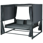 Outsunny Hollywoodschaukel Outdoor 3-in-1 mit Baldachin & Sichtschutz