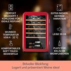 Klarstein Weinkühlschrank, Getränkekühlschrank Schmal, Kühlschrank mit Glastür, Getränkekühlschränke Freistehend, Weinkühlschrank Klein, Weinkühlschränke 1 Zone, UV-Schutz, 4-22 °C, 19 Flaschen