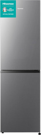 Hisense RB327N4ADD Fridge-Freezer Combination, EEK D, Total NoFrost, Interchangeable Door Hinge, Bottle Grid, 171 Litre Fridge Compartment, 85 Litre Freezer Compartment, Stainless Steel Look